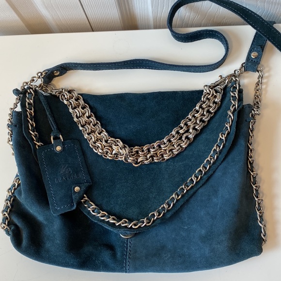 Dark blue suede Zara crossbody bag - Picture 8 of 9